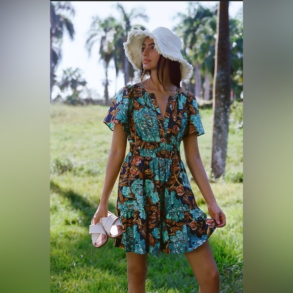 Anthropologie The Somerset Mini Dress in Botanical Motif XXS - Picture 1 of 5